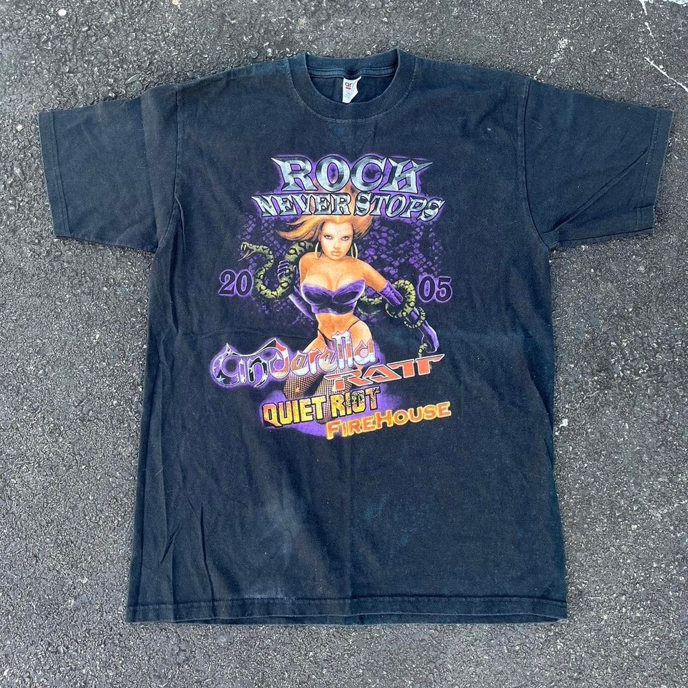 2005 rock never stops concert tour shirt size L cinderella ratt firehouse